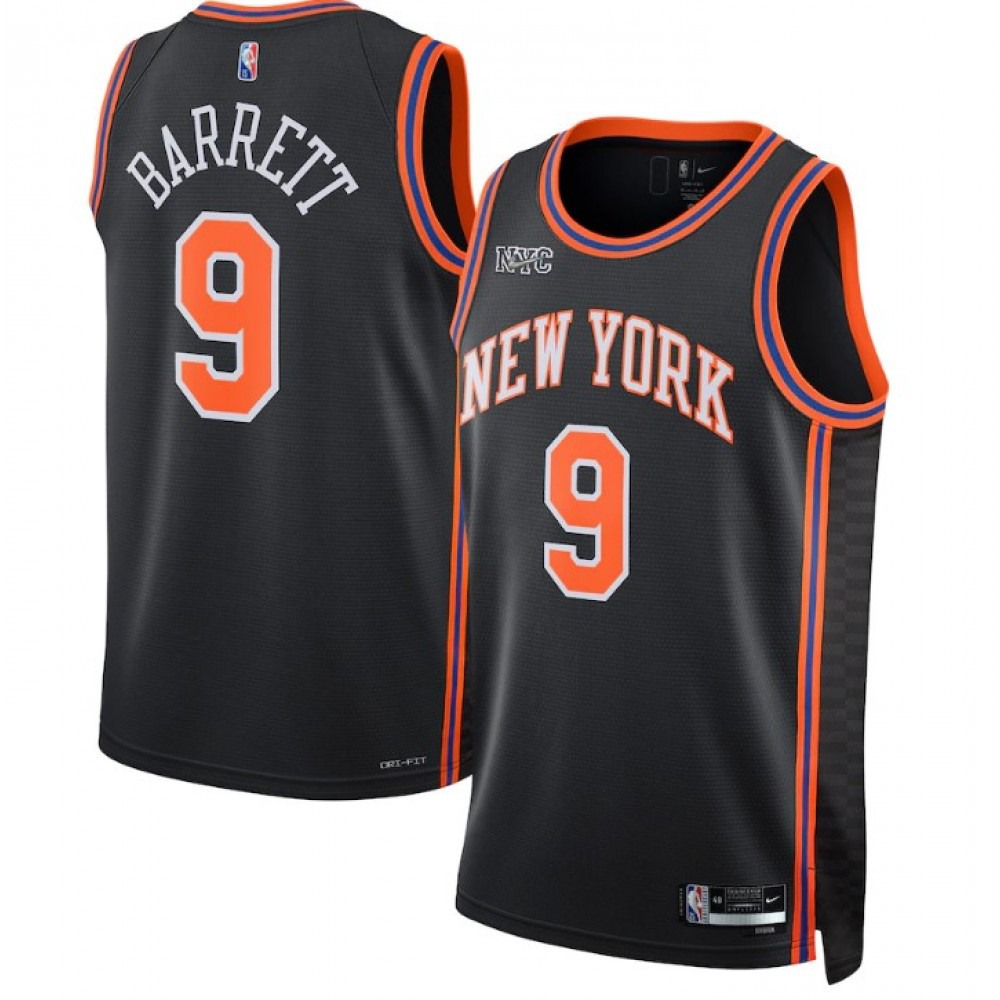 Men's New York Knicks RJ Barrett #9 Black 2021/22 Swingman NBA Jersey - City Edition-Pro Kit Vault | Brand New 26/27 Sports Jerseys